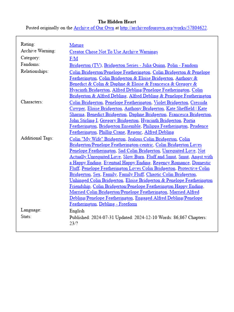 Colin and Penelope's Hidden Love | PDF