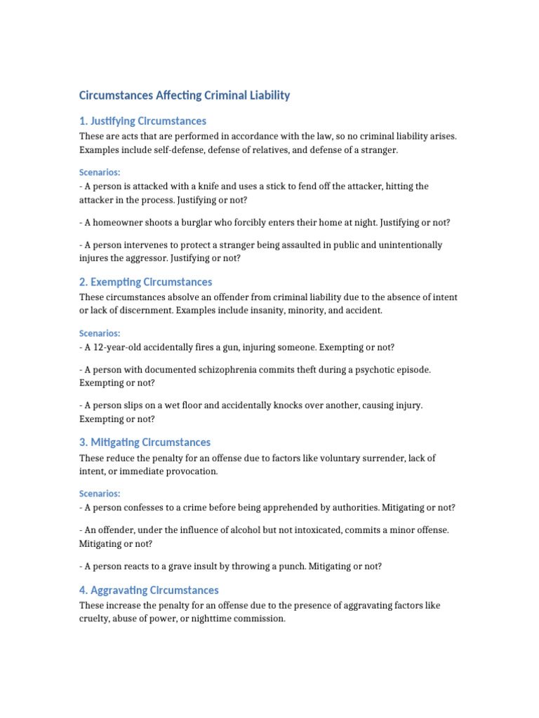Circumstances Affecting Criminal Liability | PDF | Crimes | Crime ...