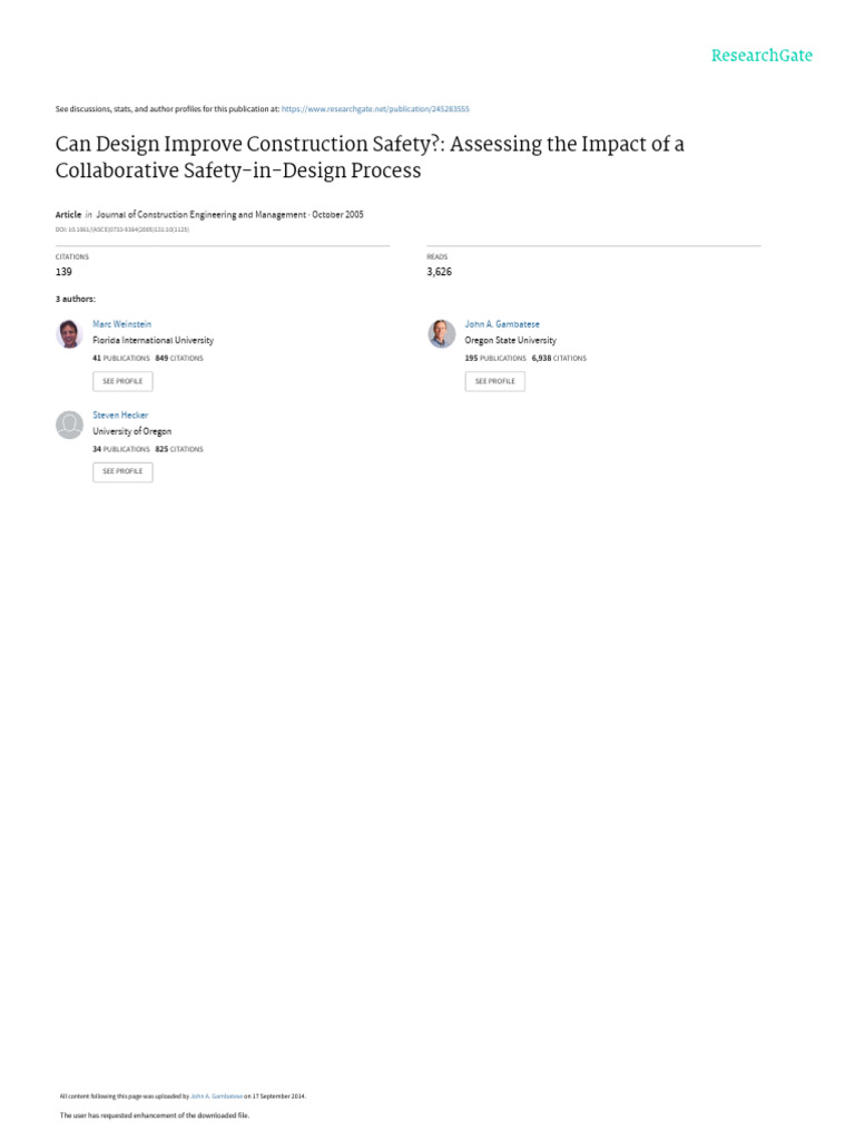 Can Design Improve Construction Safety Assessing T | PDF | Risk | Focus ...