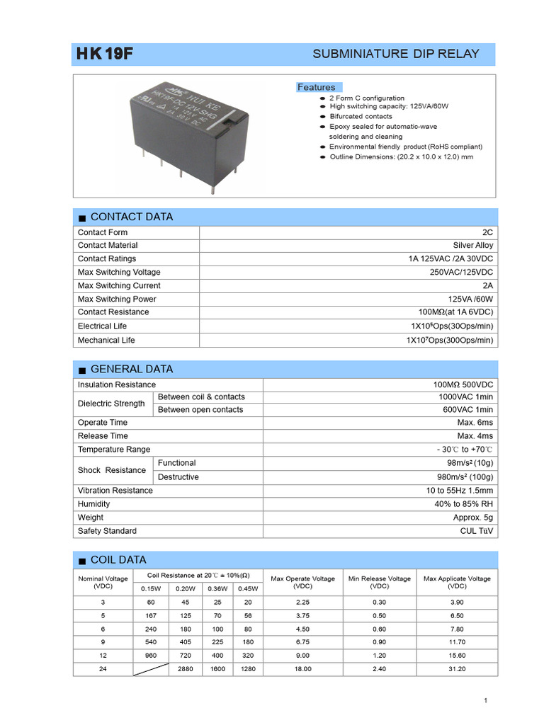 Hk19f Rele | PDF | Printed Circuit Board | Relay