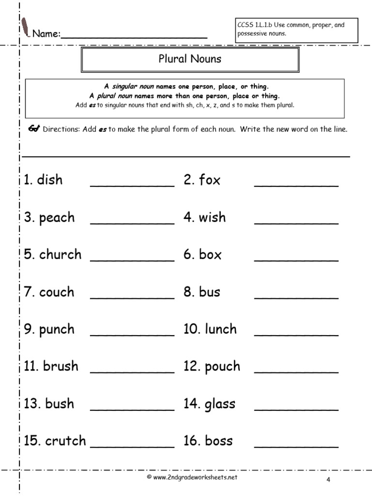 Singular Plural Nouns 4 Pdf