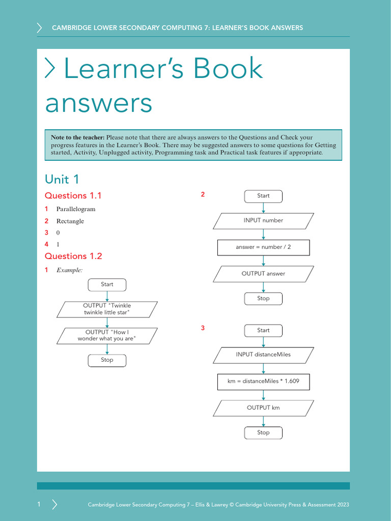 Cambridge Lower Secondary Computing 7 Answers | PDF | Computer Network ...