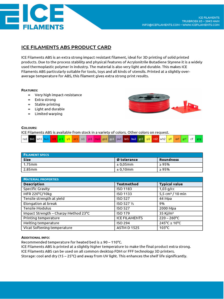 ICE Filaments ABS 3D Printing Guide | PDF | Applied And ...