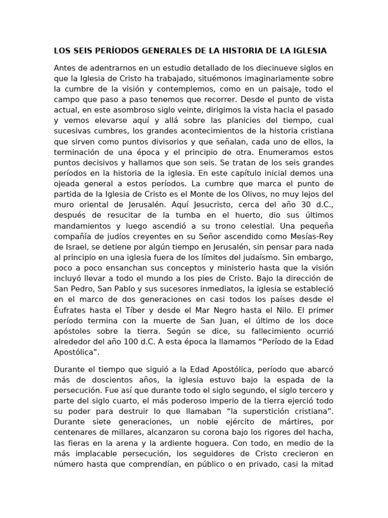 Seis Períodos Clave en la Historia de la Iglesia | PDF | Iglesia ...