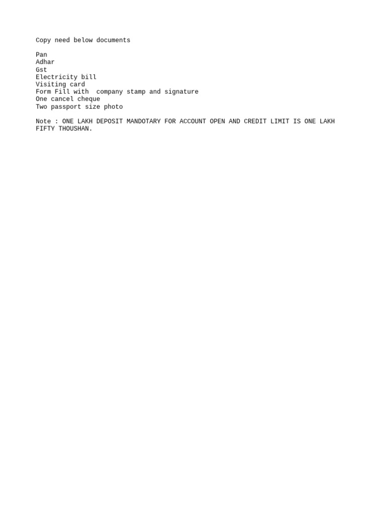 Copy Need Below Documents | PDF