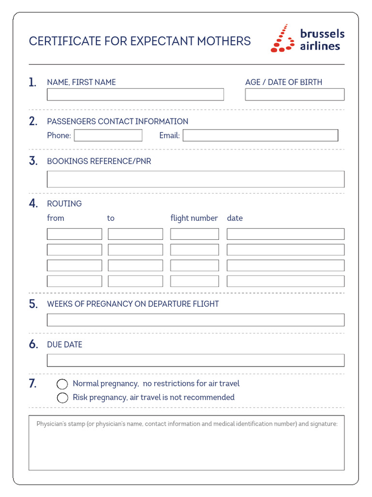 Air Travel Certificate For Pregnant Women PDF