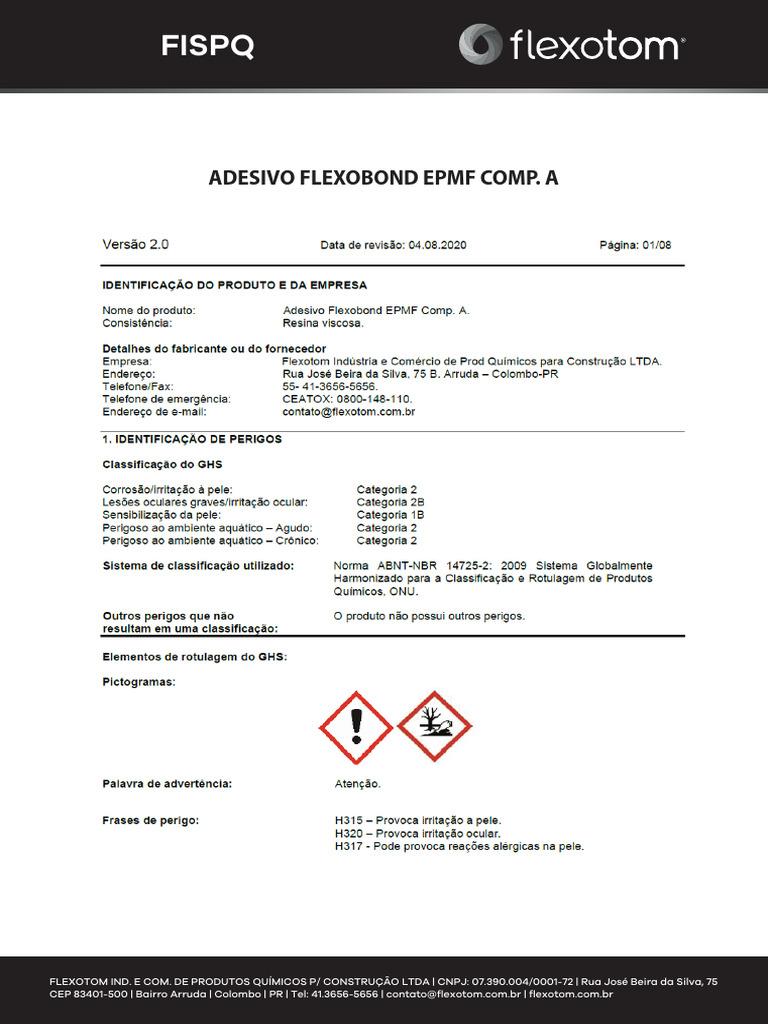 FISPQ Adesivo Flexobond EPMF | PDF