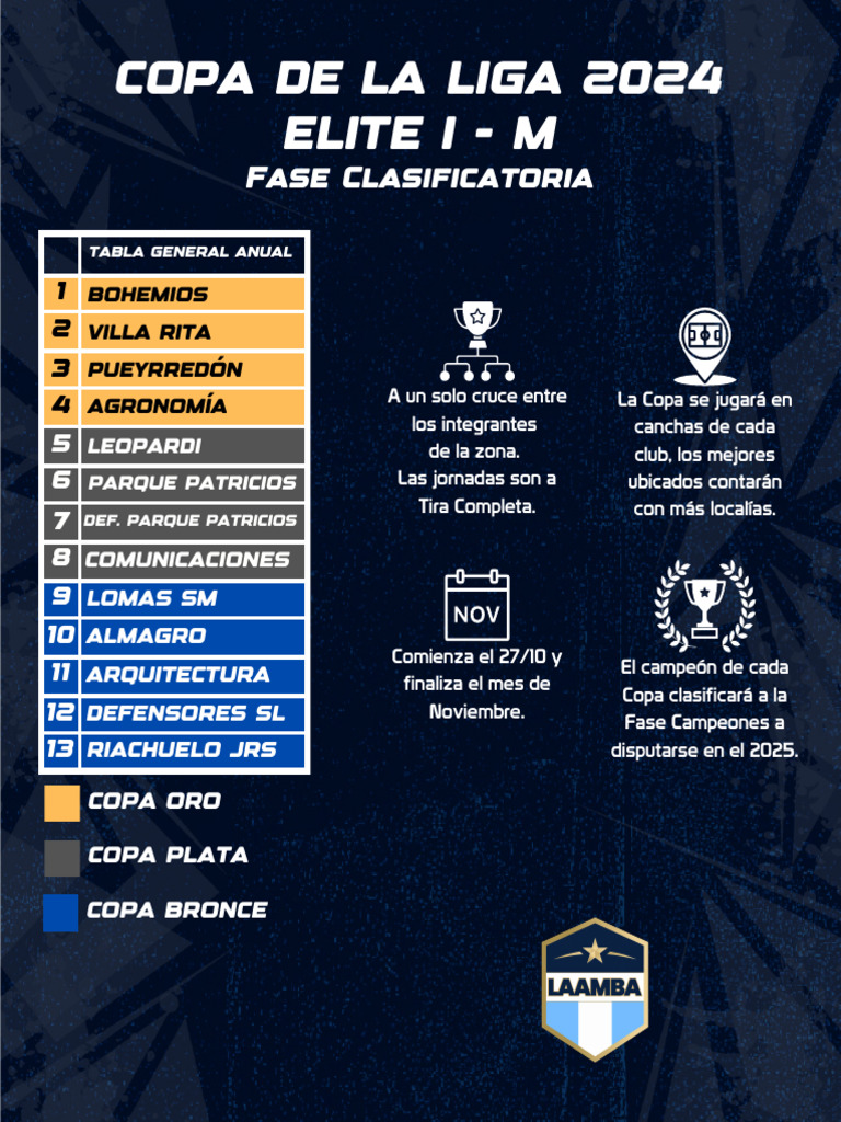 Fixture Copa de la Liga 2024 Elite I | PDF | Asociación de Futbol ...