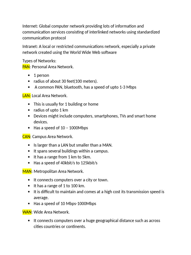 ICT Grade 8 Revision Notes | PDF | Computer Network | Computer Data Storage