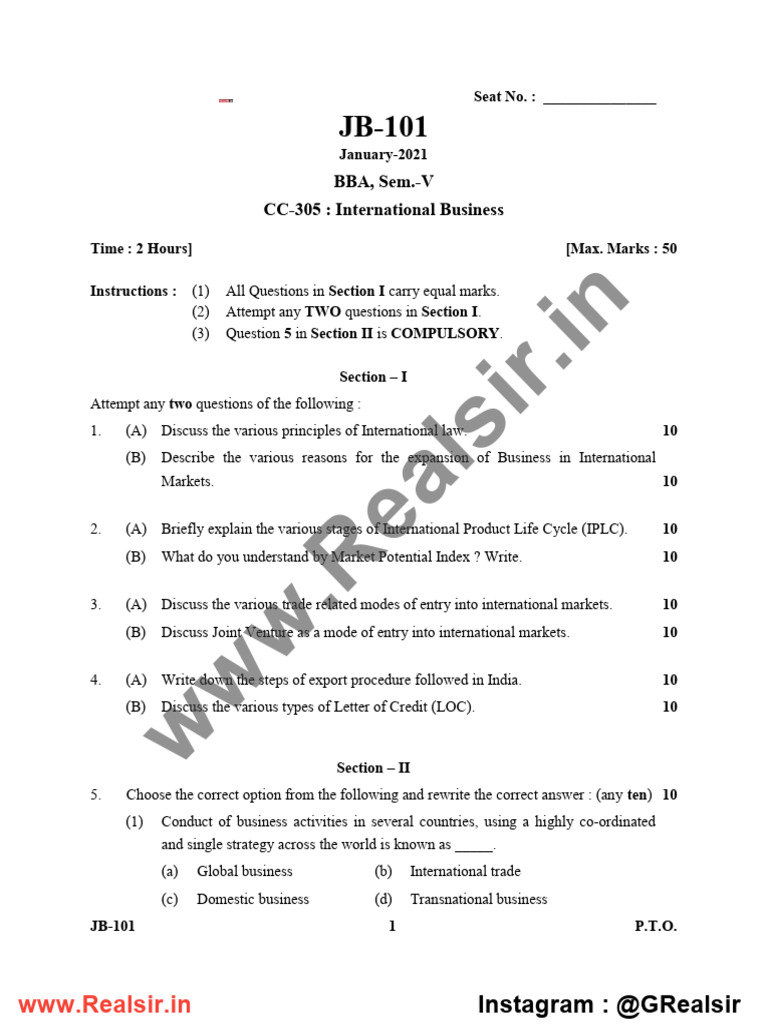 CC-305 International Business - 2020 | PDF | Foreign Direct Investment ...