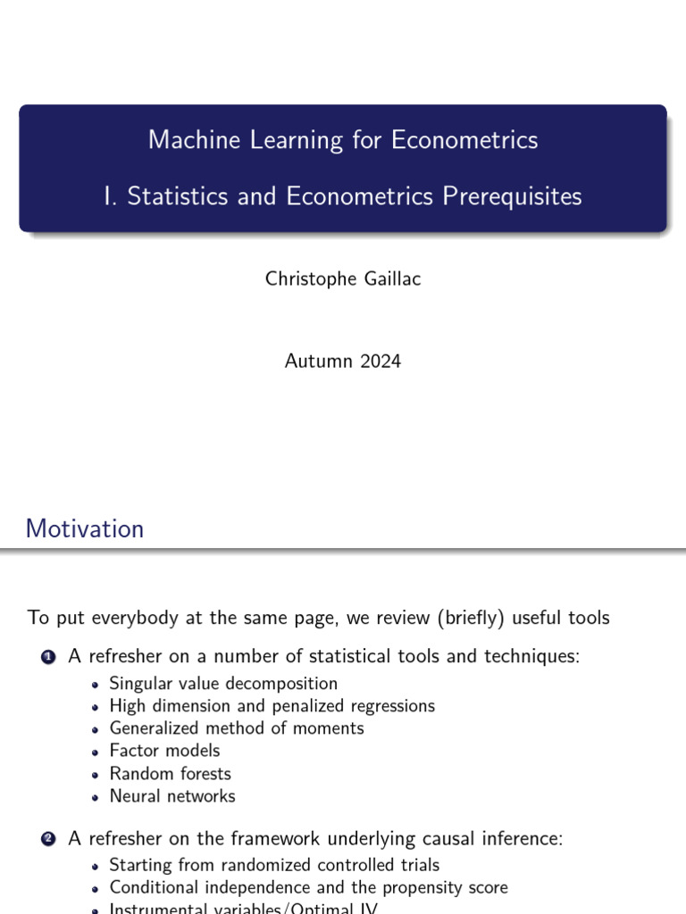 Econometrics: Machine Learning Tools | PDF | Econometrics | Statistics