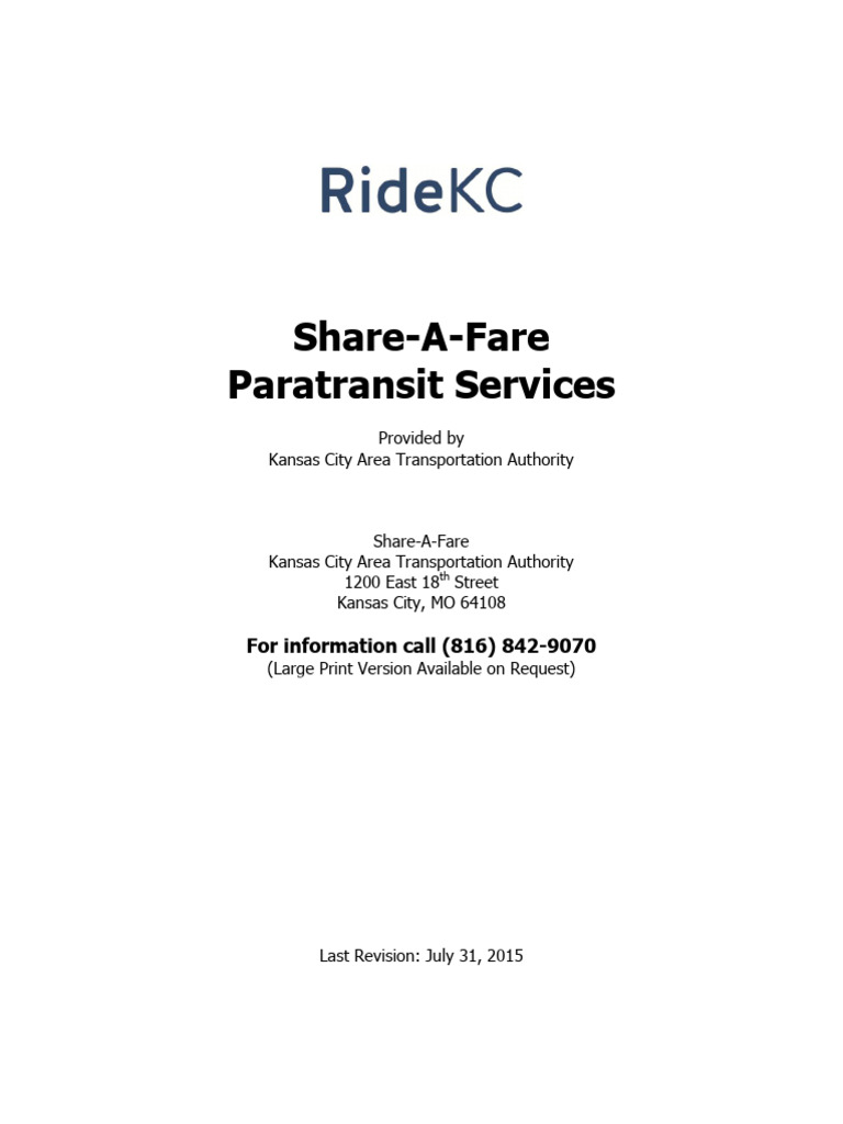 RKC Ride Guide | PDF | Americans With Disabilities Act Of 1990 | Seat Belt