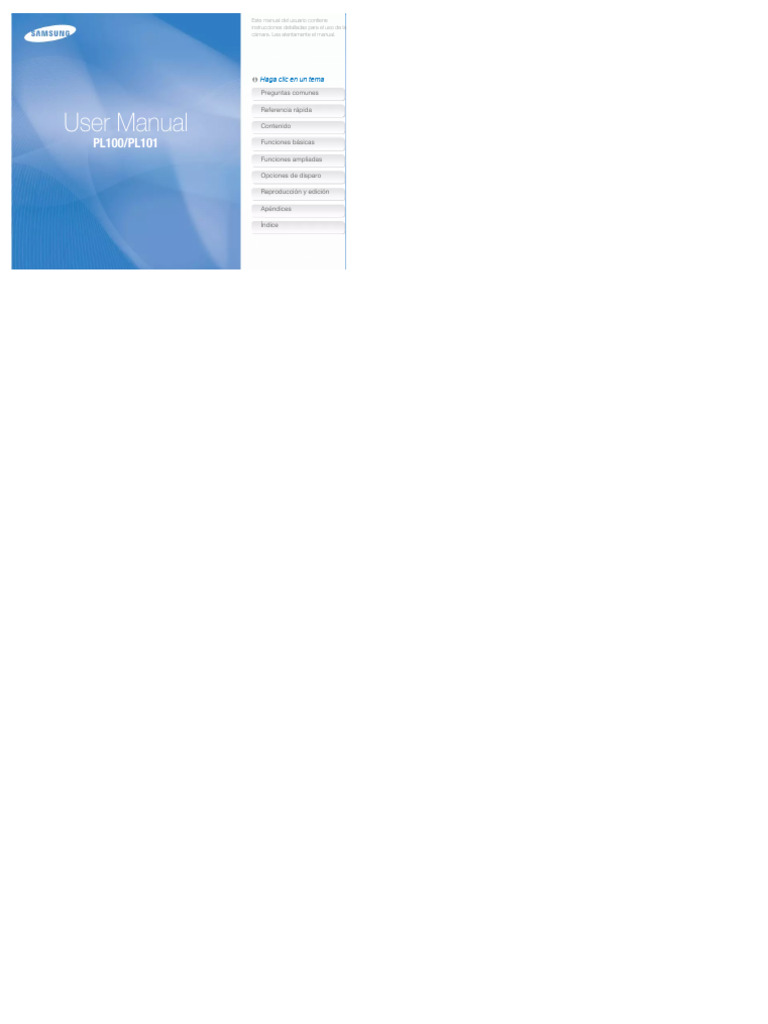 Manual Samsung PL101 (Español - 100 Páginas) | PDF