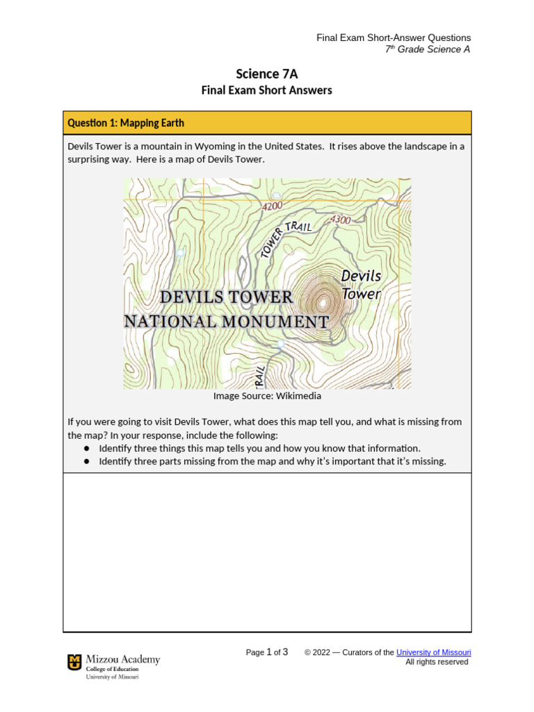 7th Grade Science Final Exam Questions | PDF | Volcano | Earth