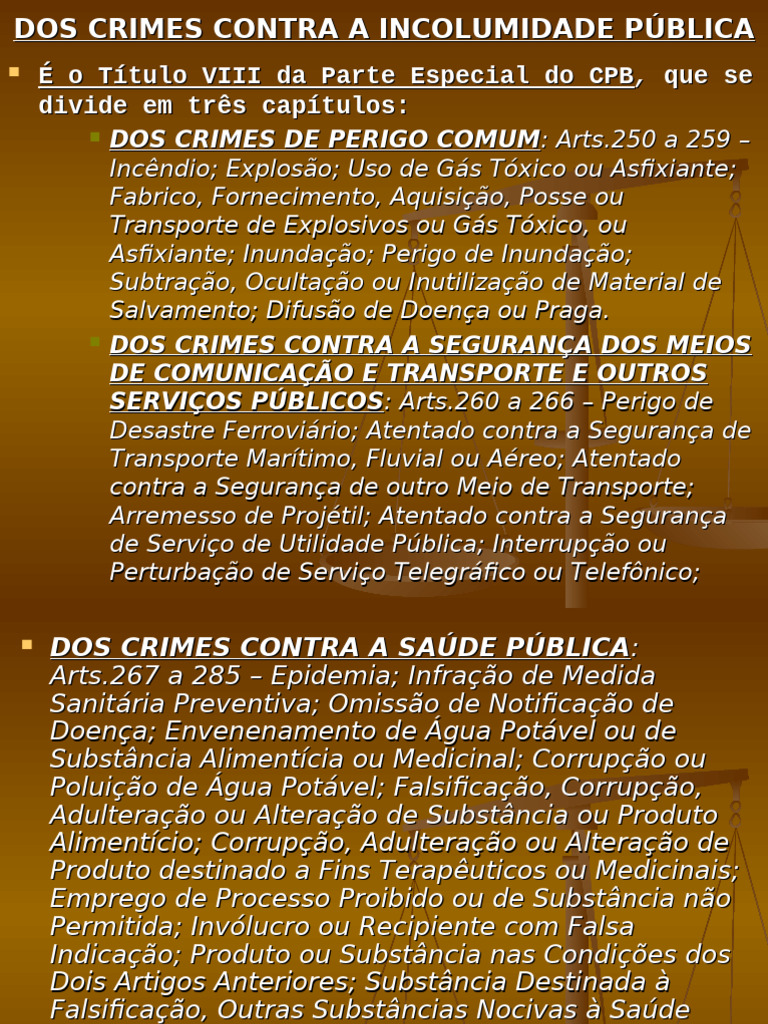 01 Dto Penal IV - Dos Crimes Contra A Incolumidade Pública | PDF ...