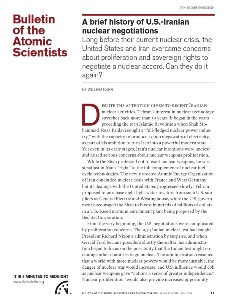 A Brief History of US Iranian Nuclear Negtiations | PDF | Nuclear ...