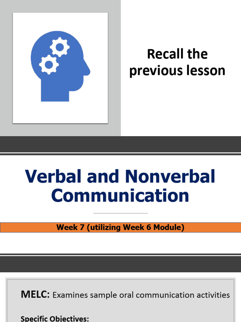 OC_Week 6 | PDF | Communication | Nonverbal Communication