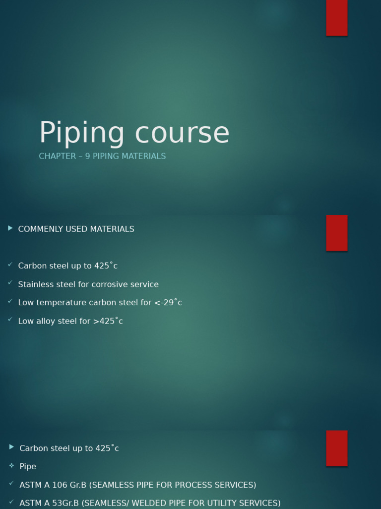 Commonly Used Piping Materials | PDF | Pipe (Fluid Conveyance) | Steel