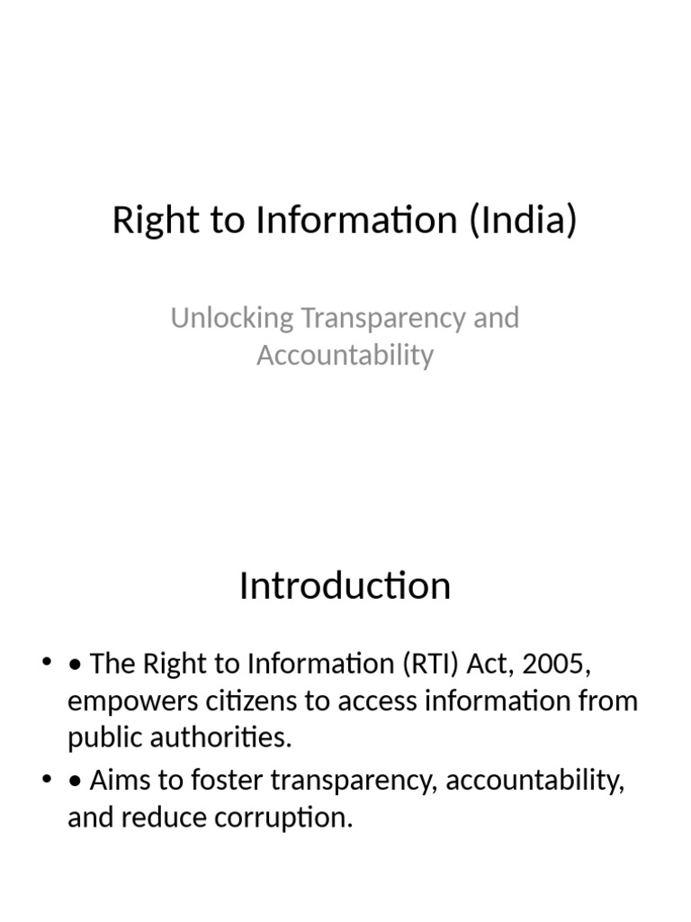 Right To Information India Presentation Pdf