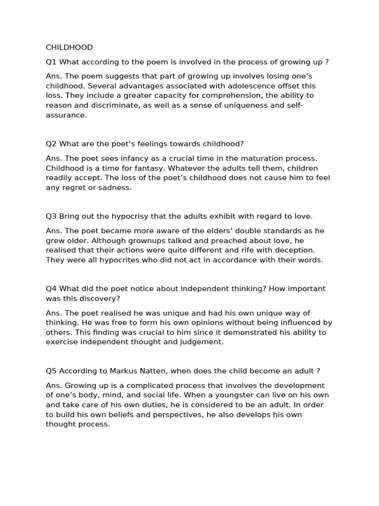 Reflections on Growing Up | PDF