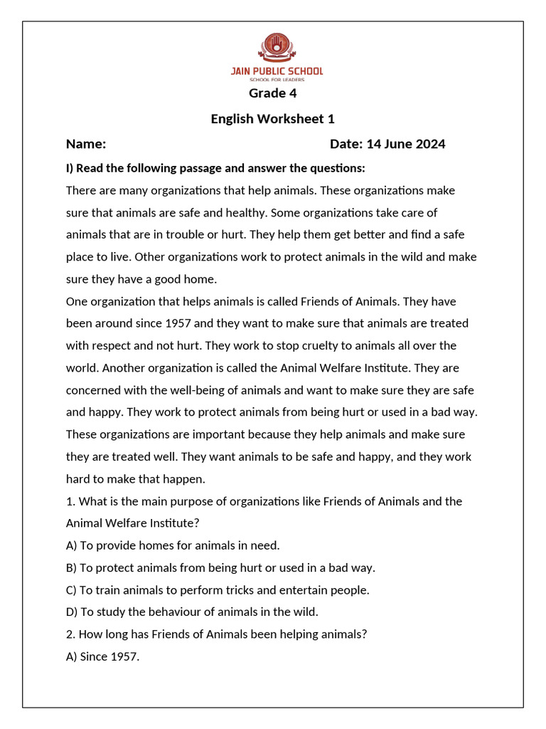 Gr 4 ws 1 pdf animals and humans animal welfare