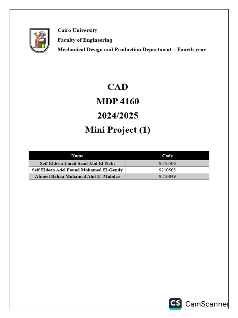 Mini_Project_CAD_Report_2 | PDF | Finite Element Method | Applied And ...