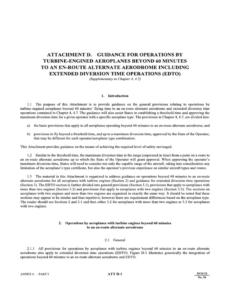 Annex 6 - Apendix D - ETOPS | PDF