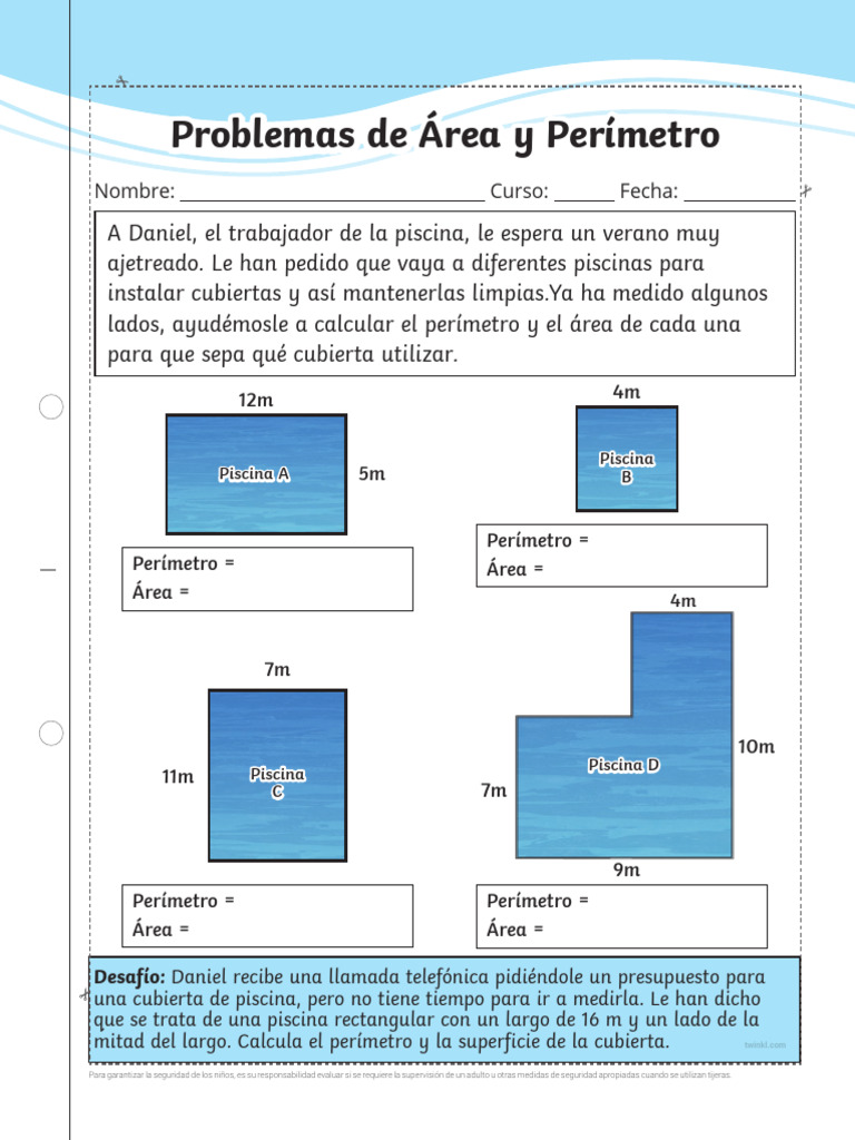 Problemas de Área y Perímetro para Primaria | PDF