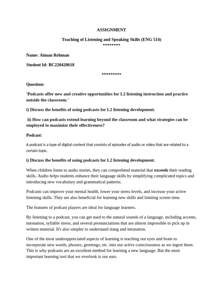 ASSIGNMENT eng514 | PDF | Second Language | English Language