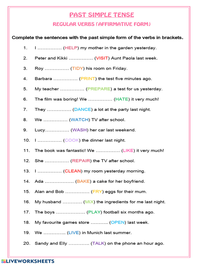 Past Simple Verb Practice Worksheet | PDF