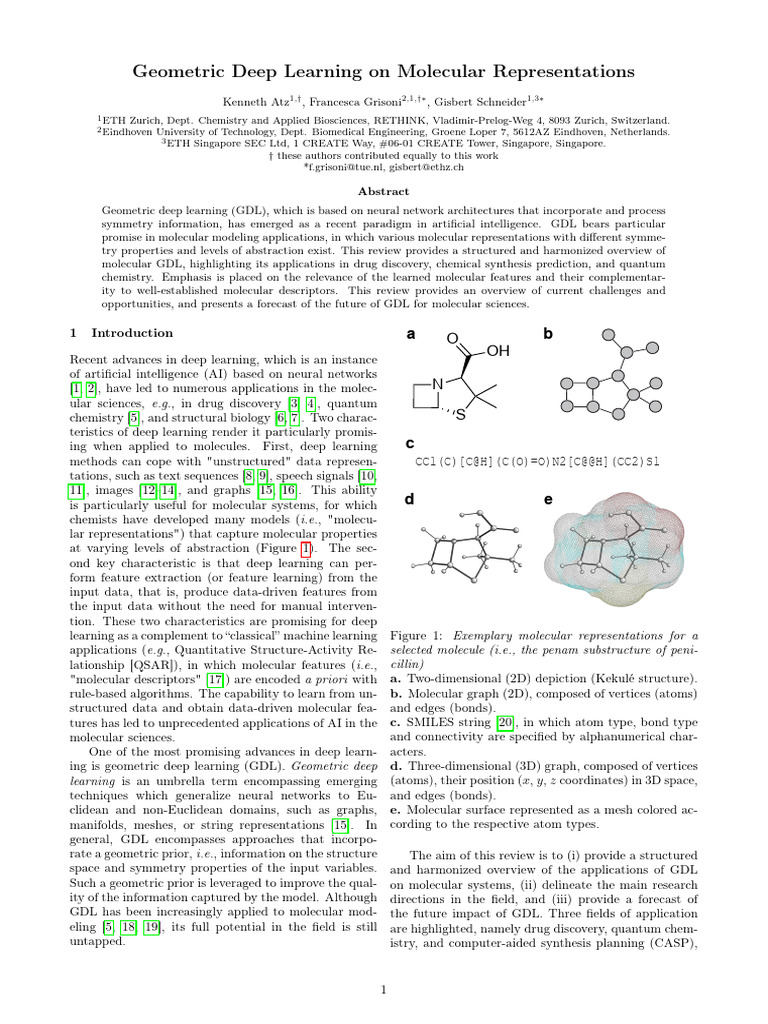 Geometric Deep Learning On Molecular Representations | PDF ...
