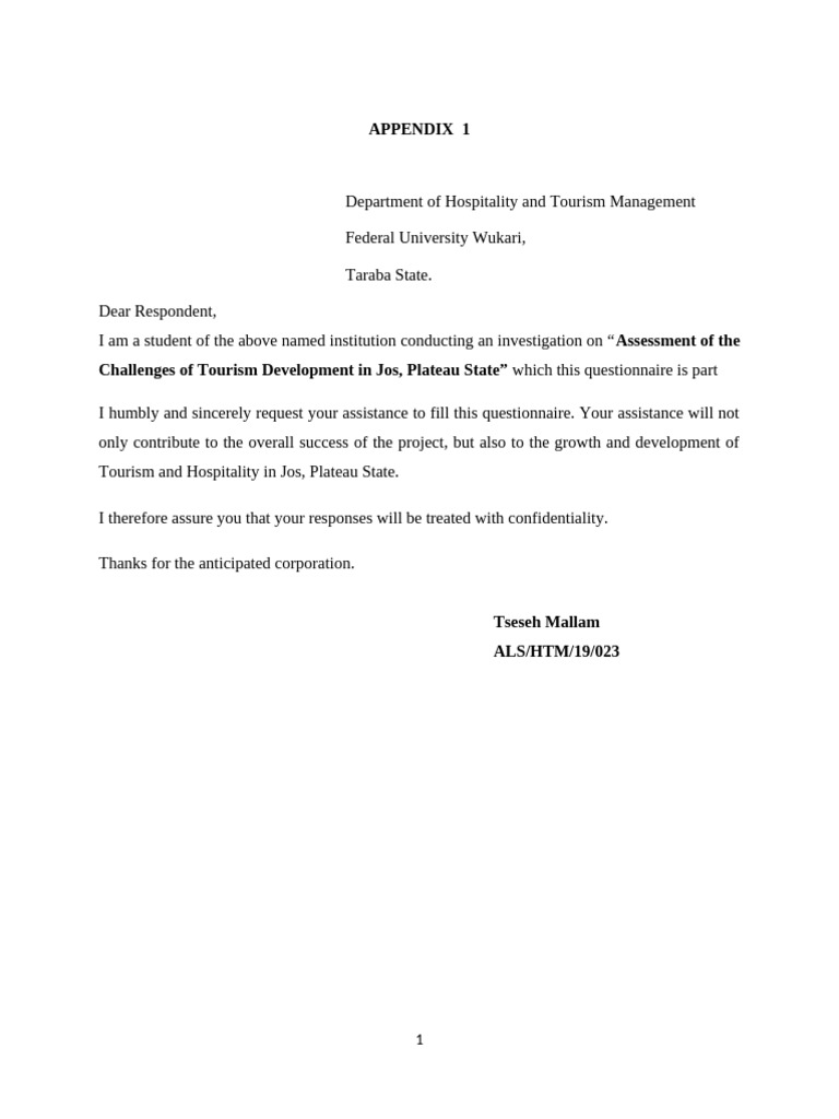 APPENDIX 1 tourism | PDF | Tourism | Infrastructure