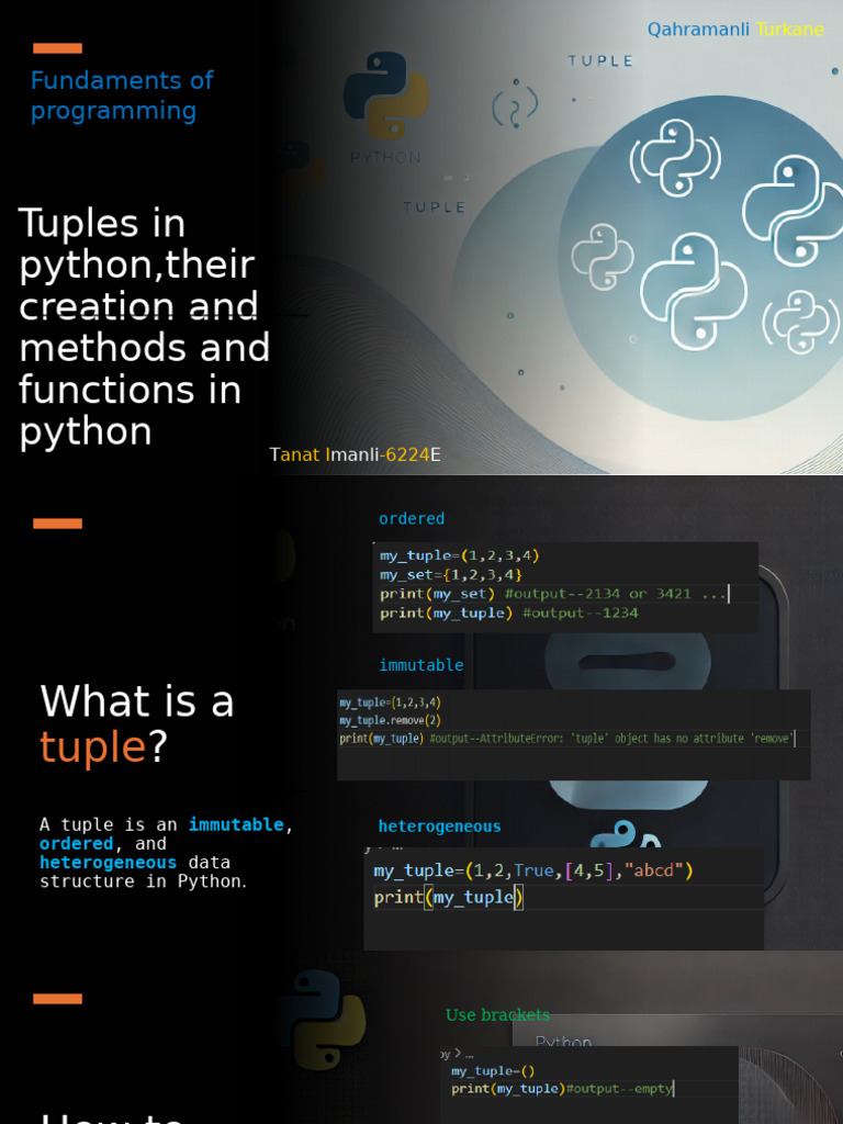 Tuples in Python,Their Creation and Methods | PDF