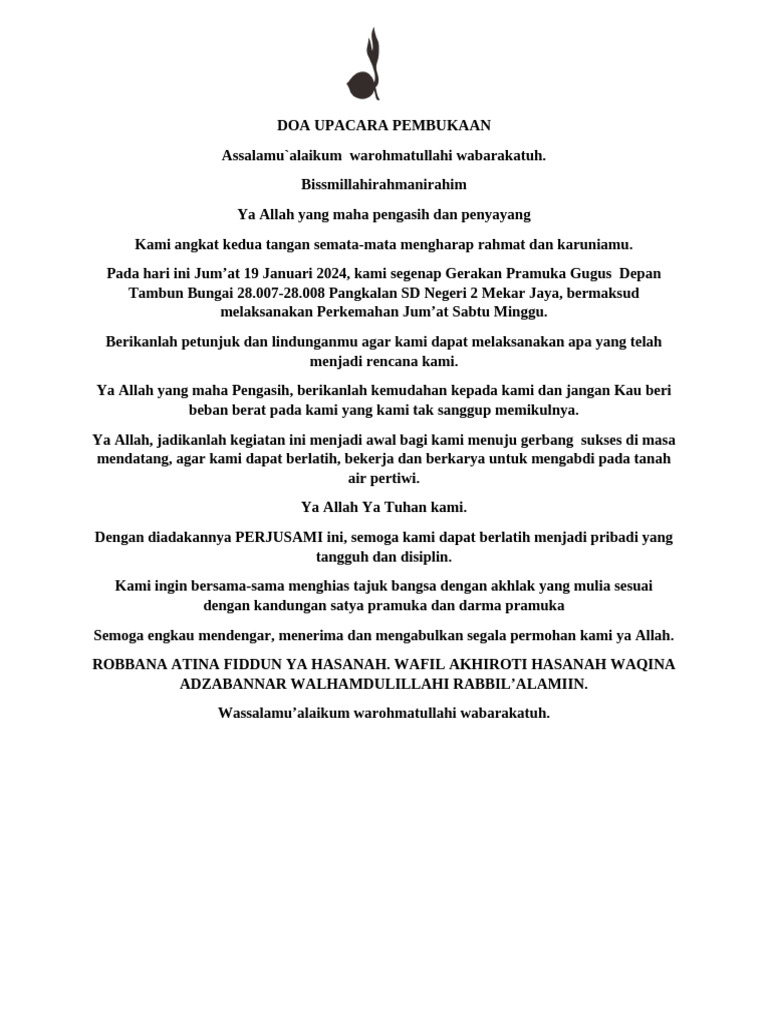 Doa Upacara Pembukaan Pdf