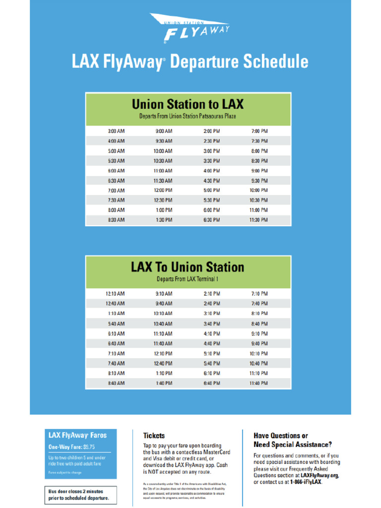 Flyaway VNY and US Schedule | PDF