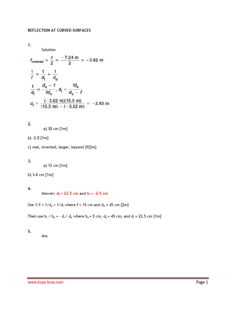 Reflection at Curved Surfaces Explained | PDF