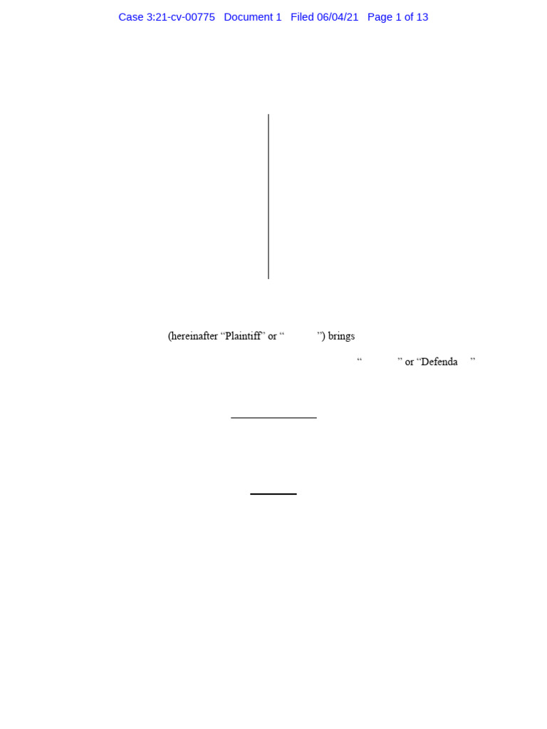 Pacer 3-21-cv-00775 June 2021 Complaint | PDF | Complaint | Copyright