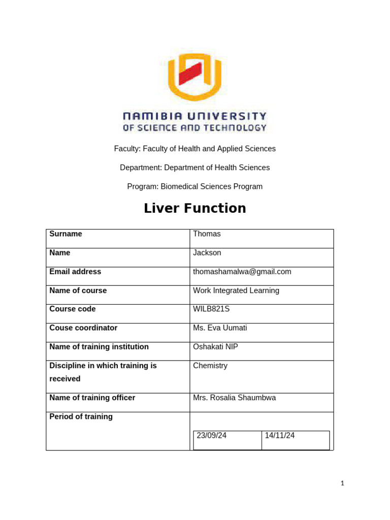 Liver Function | PDF | Alanine Transaminase | Medical Specialties
