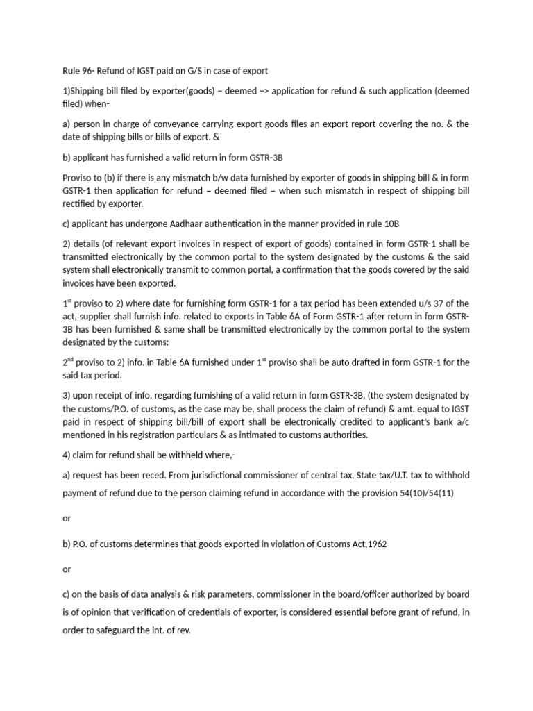Rule 96 | PDF | Tax Refund | Government