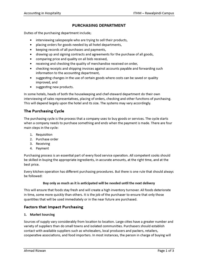 Purchasing Department | PDF | Prices | Business