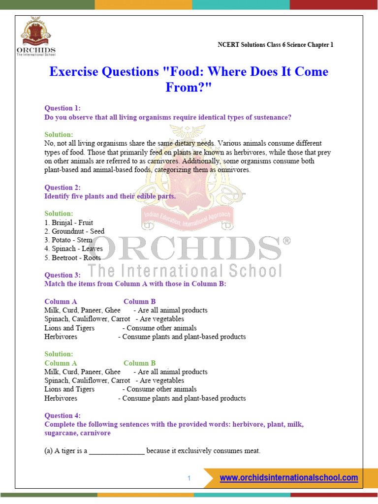 Science Chapter 1 Pdf Foods Vegetables