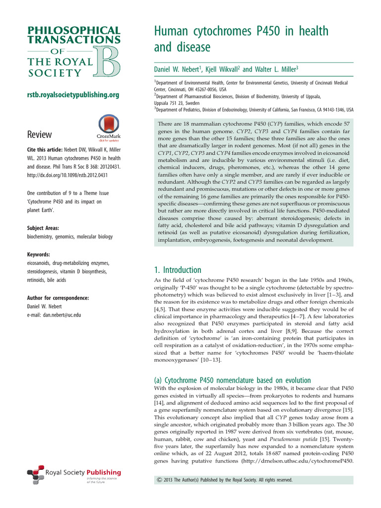 Grupo 3. Human Cytochromes P450 in Health | PDF | Cytochrome P450 ...