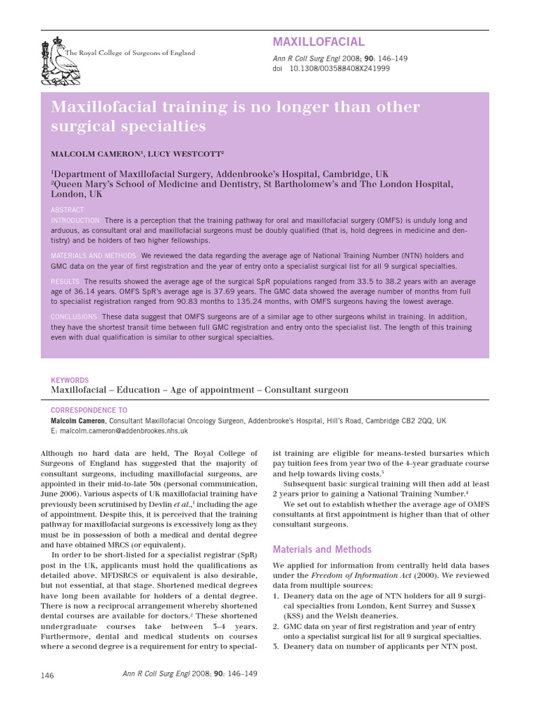 Maxillofacial Training Duration Compared | PDF | Oral And Maxillofacial ...