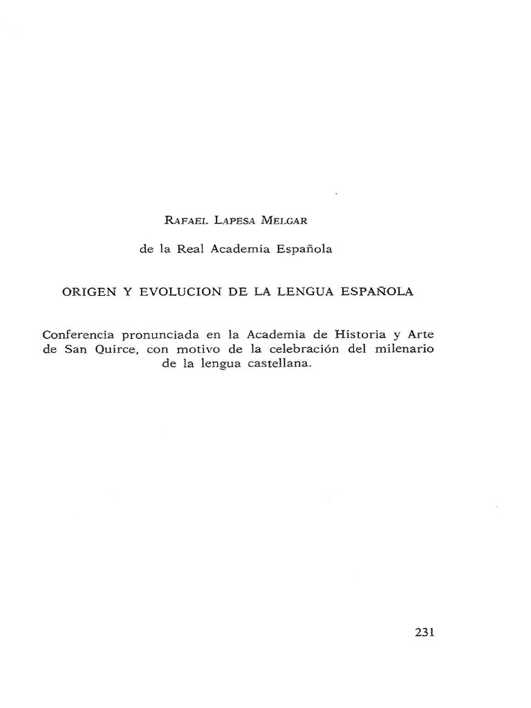 Origen y evoluci n de la lengua espa ola rafael lapesa pdf lengua