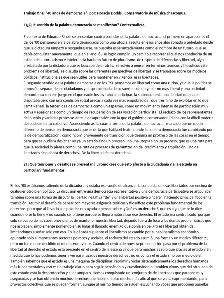 40 Años de Democracia en Argentina | PDF | Democracia | Ideologías ...