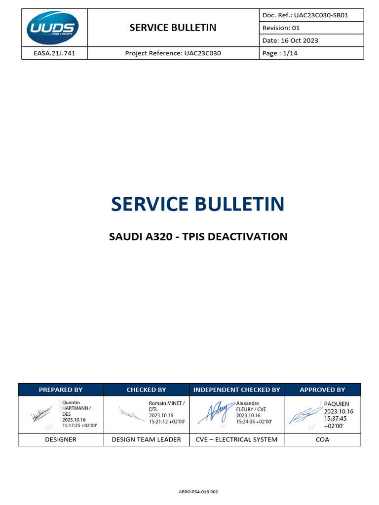 A320 TPIS Deactivation Bulletin | PDF | Aviation | Aircraft