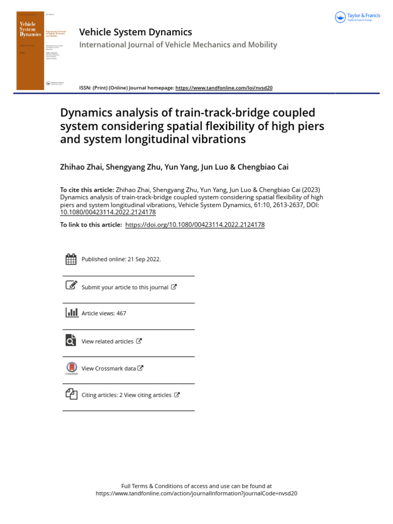 Dynamics of Train-Track-Bridge Systems | PDF | Force | Bridge