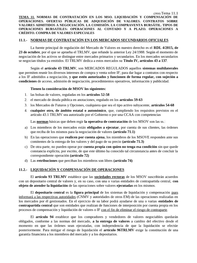 SF 11 | PDF | Compensación (Finanzas) | Bolsa