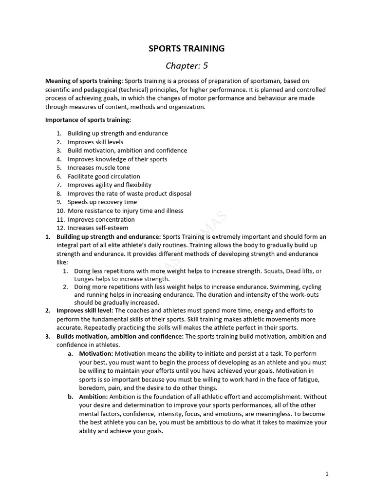 Importance of Sports Training Explained | PDF | Flexibility (Anatomy ...