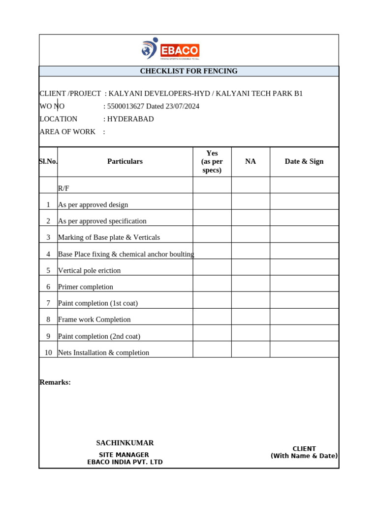 Fencing Checklist for Developers | PDF